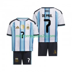 Maglia Argentina Rodrigo De Paul 7 Bambino Casa Divisa Mondiali 2026 Manica Corta