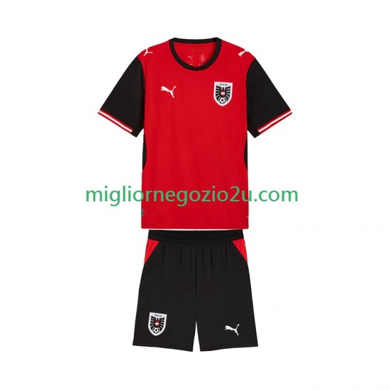 Maglia Austria Bambino Casa Divisa Mondiali 2026 Manica Corta