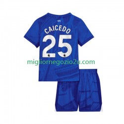 Maglia Chelsea Moises Caicedo 25 Bambino Casa Divisa 2025-2026 Manica Corta