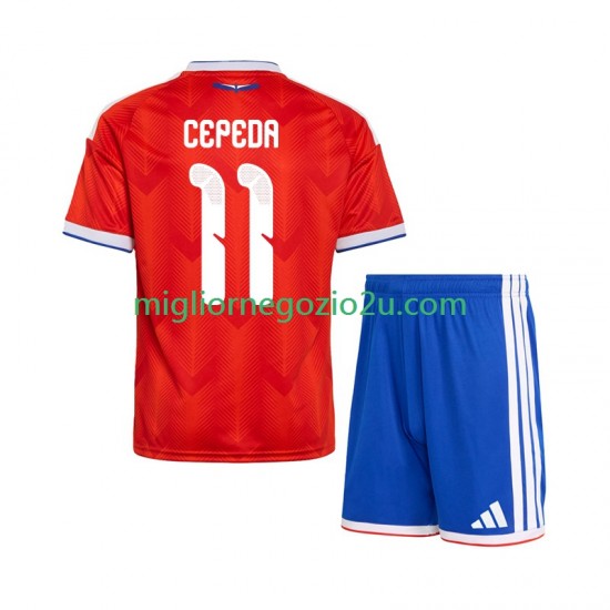 Maglia Cile Lucas Cepeda 11 Bambino Casa Divisa 2026 Manica Corta