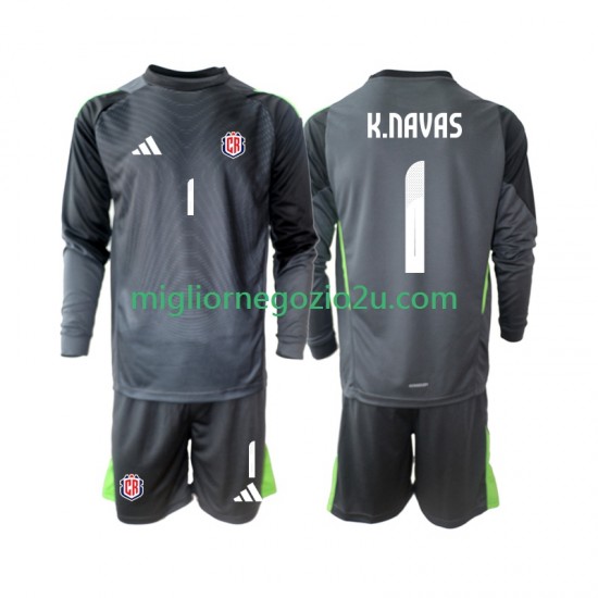 Maglia Costa Rica Keylor Navas 1 Portiere Bambino Trasferta Divisa 2025 Manica Lunga
