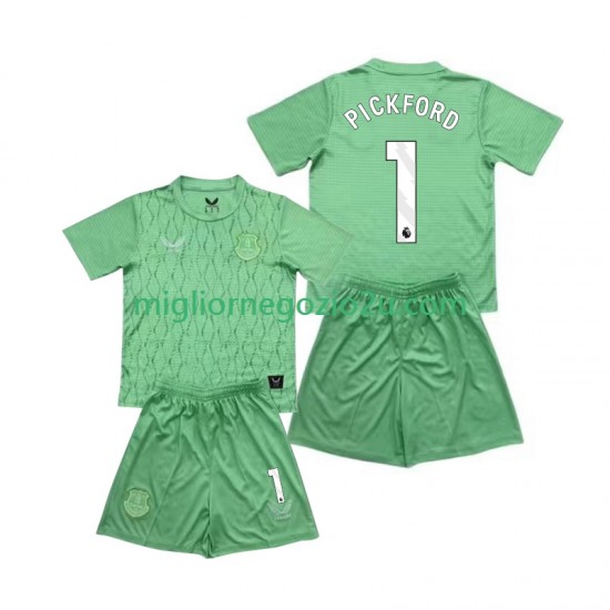 Maglia Everton Pickford 1 Portiere Bambino Casa Divisa 2025-2026 Manica Corta
