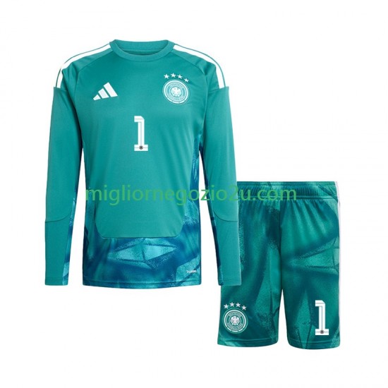 Maglia Germania Manuel Neuer 1 Portiere Bambino Casa Divisa Mondiali 2026 Manica Lunga