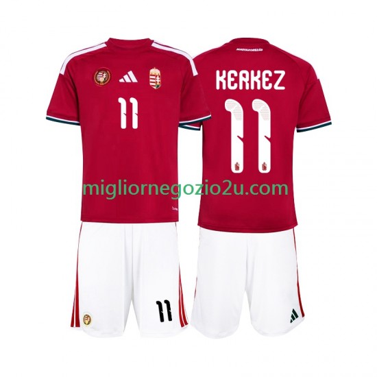 Maglia Ungheria Kerkez 11 Bambino Casa Divisa Mondiali 2026 Manica Corta