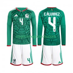 Maglia Messico Edson Alvarez 4 Bambino Casa Divisa Mondiali 2026 Manica Lunga