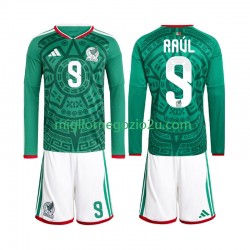 Maglia Messico Raul Jimenez 9 Bambino Casa Divisa Mondiali 2026 Manica Lunga
