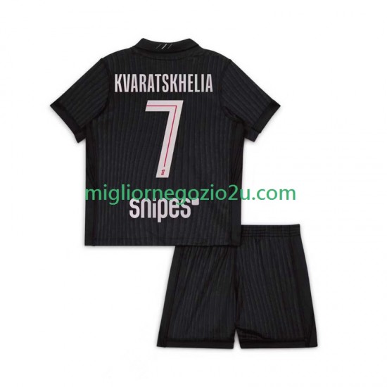Maglia Paris Saint-Germain Khvicha Kvaratskhelia 7 Bambino Quarta Divisa 2025-2026 Manica Corta