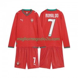 Maglia Portogallo Cristiano Ronaldo 7 Bambino Casa Divisa Mondiali 2026 Manica Lunga