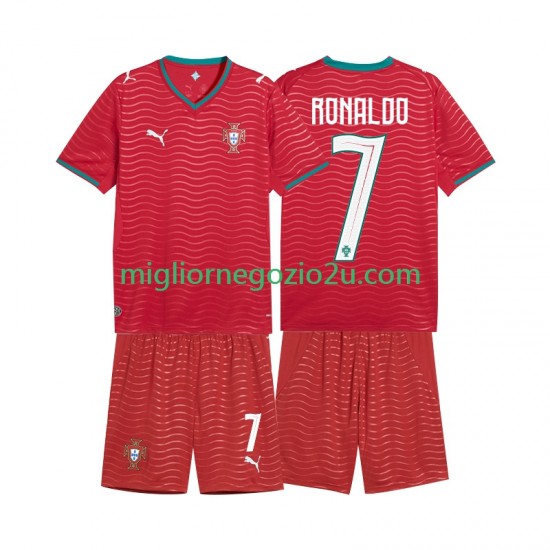 Maglia Portogallo Cristiano Ronaldo 7 Bambino Casa Divisa Mondiali 2026 Manica Corta