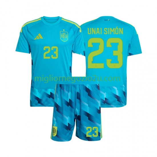 Maglia Spagna Unai Simon 23 Portiere Bambino Casa Divisa Mondiali 2026 Manica Corta
