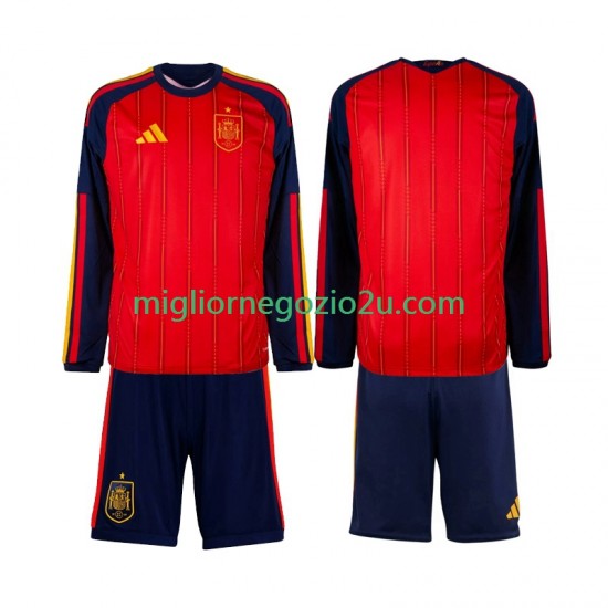 Maglia Spagna Bambino Casa Divisa Mondiali 2026 Manica Lunga