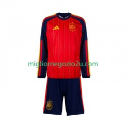Maglia Spagna Bambino Casa Divisa Mondiali 2026 Manica Lunga