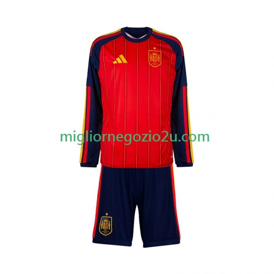 Maglia Spagna Bambino Casa Divisa Mondiali 2026 Manica Lunga