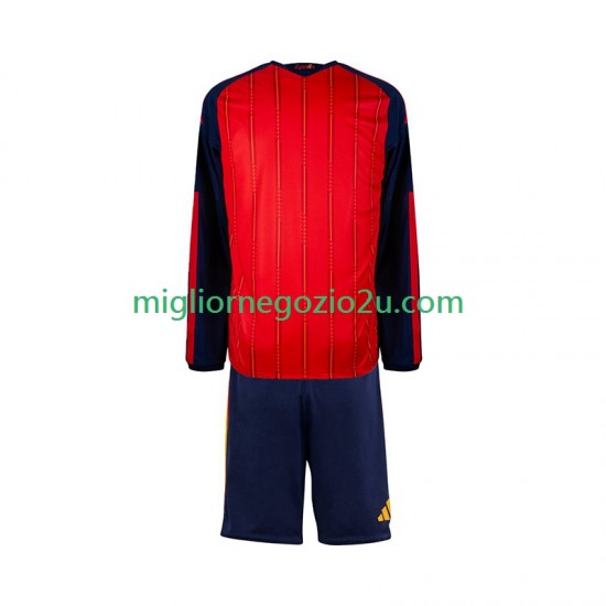 Maglia Spagna Bambino Casa Divisa Mondiali 2026 Manica Lunga