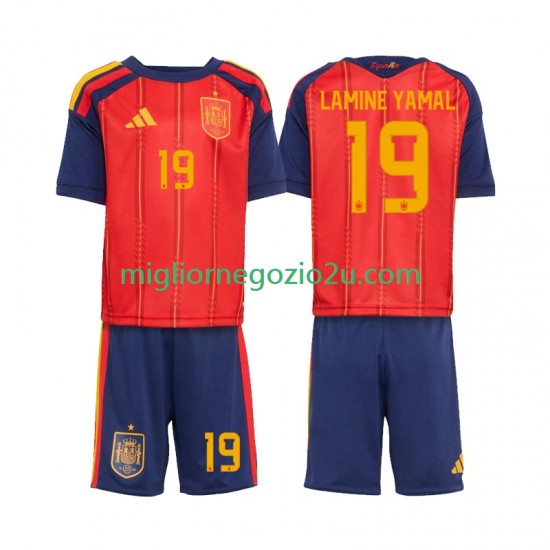 Maglia Spagna Lamine Yamal 19 Bambino Casa Divisa Mondiali 2026 Manica Corta