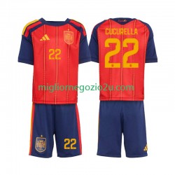Maglia Spagna Marc Cucurella 22 Bambino Casa Divisa Mondiali 2026 Manica Corta