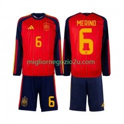 Maglia Spagna Mikel Merino 6 Bambino Casa Divisa Mondiali 2026 Manica Lunga