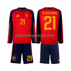 Maglia Spagna Mikel Oyarzabal 21 Bambino Casa Divisa Mondiali 2026 Manica Lunga