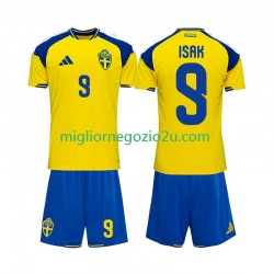 Maglia Svezia Alexander Isak 9 Bambino Casa Divisa 2026 Manica Corta