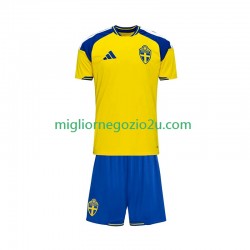 Maglia Svezia Bambino Casa Divisa 2026 Manica Corta