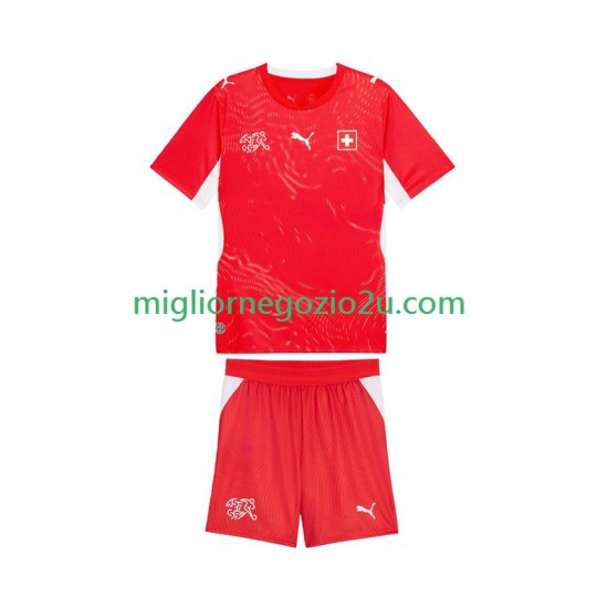 Maglia Svizzera Bambino Casa Divisa Mondiali 2026 Manica Corta