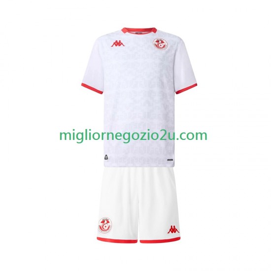 Maglia Tunisia Bambino Trasferta Divisa 2025 Manica Corta