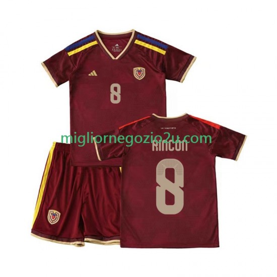 Maglia Venezuela Tomas Rincon 8 Bambino Casa Divisa 2026 Manica Corta