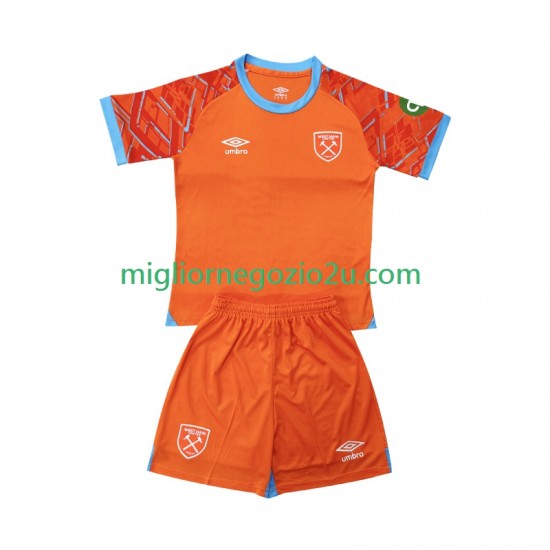 Maglia West Ham United Portiere Bambino Trasferta Divisa 2025-2026 Manica Corta