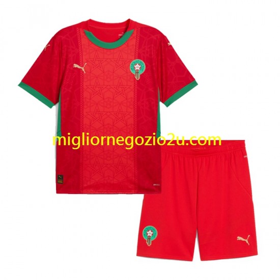 Maglia Marocco Bambino Casa Divisa 2024 Manica Corta