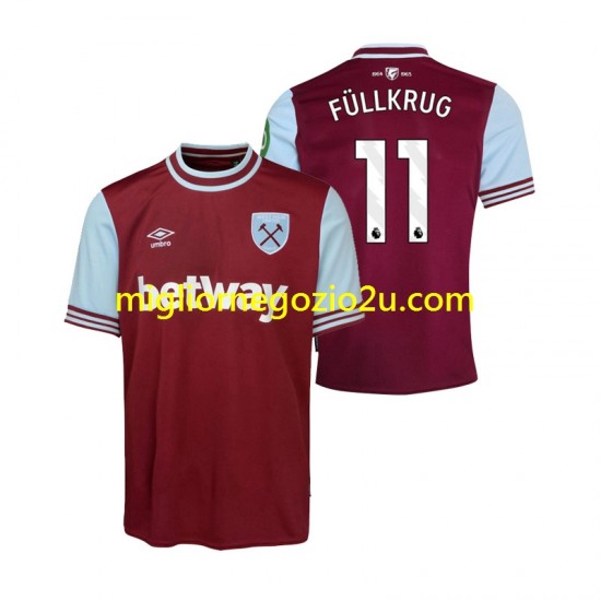 Maglia West Ham United FULLKRUG 11 Uomo Casa Divisa 2024-2025 Manica Corta