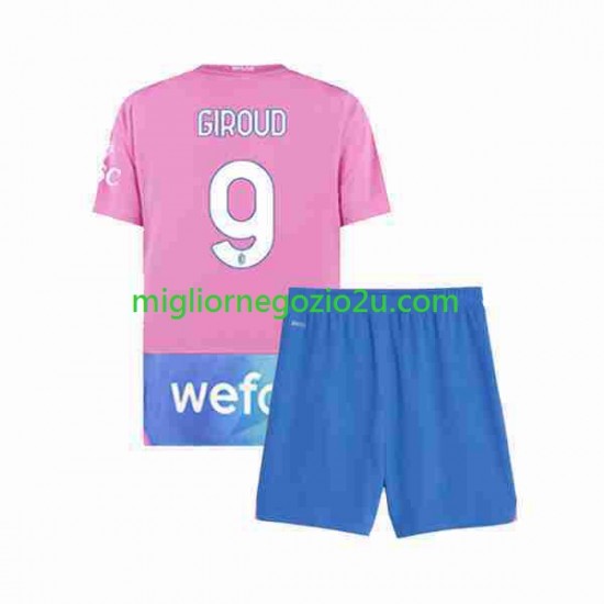 Maglia AC Milan Olivier Giroud 9 Bambino Terza Divisa 2023-2024 Manica Corta