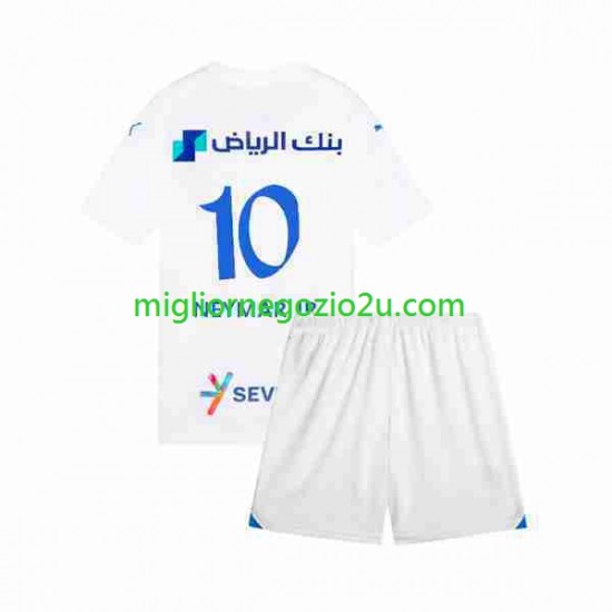 Maglia Al Hilal Neymar JR 10 Bambino Trasferta Divisa 2023-2024 Manica Corta