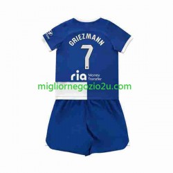 Maglia Atlético Madrid 2 Antoine Griezmann 7 Bambino Trasferta Divisa 2023-2024 Manica Corta