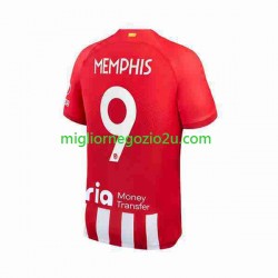 Maglia Atlético Madrid 2 Memphis Depay 9 Uomo Casa Divisa 2023-2024 Manica Corta