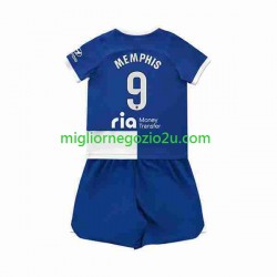 Maglia Atlético Madrid 2 Memphis Depay 9 Bambino Trasferta Divisa 2023-2024 Manica Corta