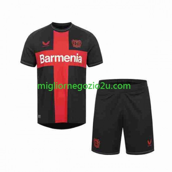 Maglia Bayer 04 Leverkusen Bambino Casa Divisa 2023-2024 Manica Corta