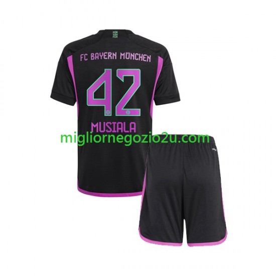 Maglia FC Bayern München Jamal Musiala 42 Bambino Trasferta Divisa 2023-2024 Manica Corta