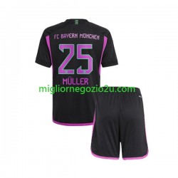 Maglia FC Bayern München Thomas Muller 25 Bambino Trasferta Divisa 2023-2024 Manica Corta
