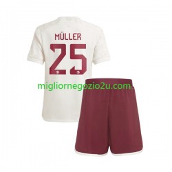 Maglia FC Bayern München Thomas Muller 25 Bambino Terza Divisa 2023-2024 Manica Corta