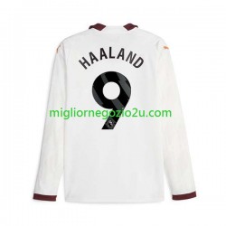 Maglia Manchester City Erling Haaland 9 Uomo Trasferta Divisa 2023-2024 Manica Lunga