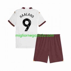 Maglia Manchester City Erling Haaland 9 Bambino Trasferta Divisa 2023-2024 Manica Corta