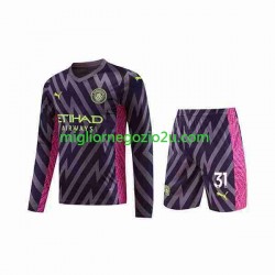 Maglia Manchester City Ederson Moraes 31 Portiere Bambino Trasferta Divisa 2023-2024 Manica Lunga