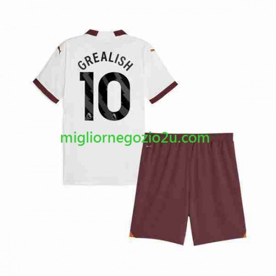Maglia Manchester City Jack Grealish 10 Bambino Trasferta Divisa 2023-2024 Manica Corta
