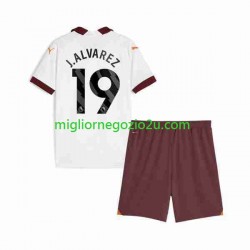 Maglia Manchester City Julian Alvarez 19 Bambino Trasferta Divisa 2023-2024 Manica Corta