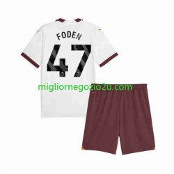 Maglia Manchester City Phil Foden 47 Bambino Trasferta Divisa 2023-2024 Manica Corta
