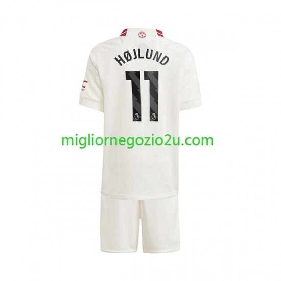 Maglia Manchester United Rasmus Hojlund 11 Bambino Terza Divisa 2023-2024 Manica Corta