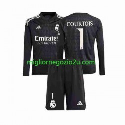 Maglia Real Madrid Thibaut Courtois 1 Portiere Bambino Trasferta Divisa 2023-2024 Manica Lunga