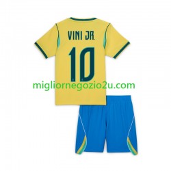 Maglia Brasile Vinicius Junior 10 Bambino Casa Divisa Mondiali 2026 Manica Corta
