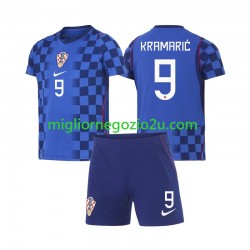 Maglia Croazia Andrej Kramaric 9 Bambino Trasferta Divisa Mondiali 2026 Manica Corta