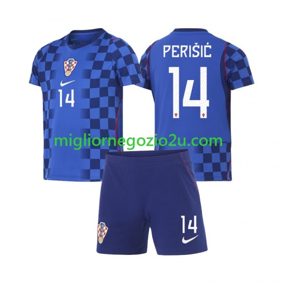 Maglia Croazia Ivan Perisic 14 Bambino Trasferta Divisa Mondiali 2026 Manica Corta